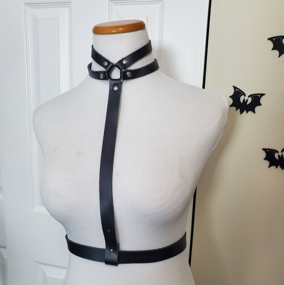 Faux leather harness